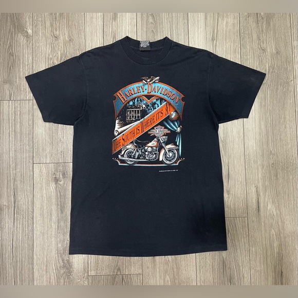 Harley Davidson 3D Emblem Men's Shirt Size XL USA Made Single Stitch‎ VTG 1992